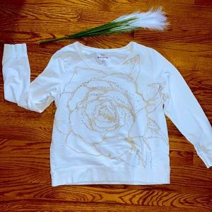 Beautiful White with Gold Rose Sweatshirt